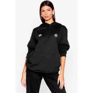 NASTY GAL Snowflake Bust Graphic Hoodie